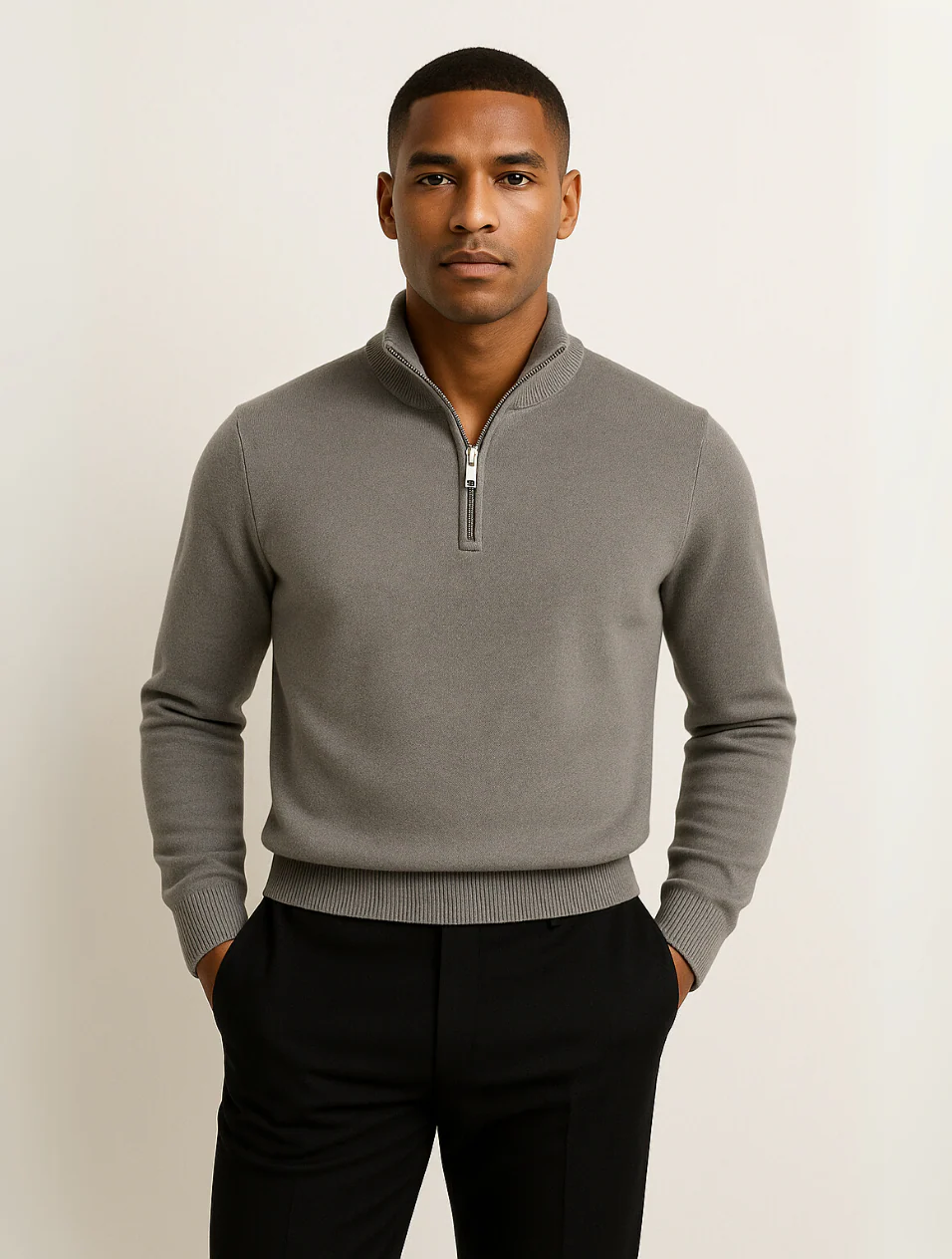 The Old Money Half-Zip Sweater for Men – Navy Blue