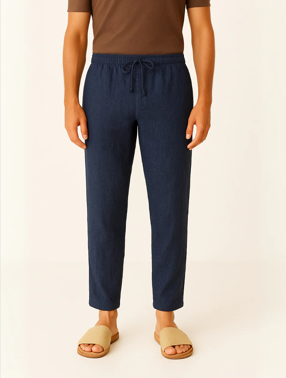 The Old Money Beige Linen Pants for Men