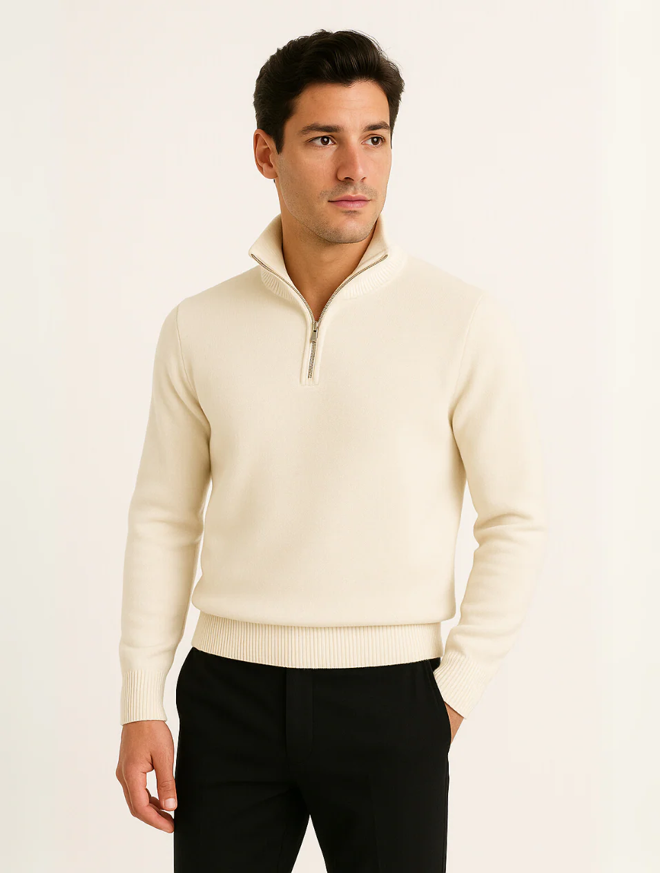 The Old Money Half-Zip Sweater for Men – Navy Blue
