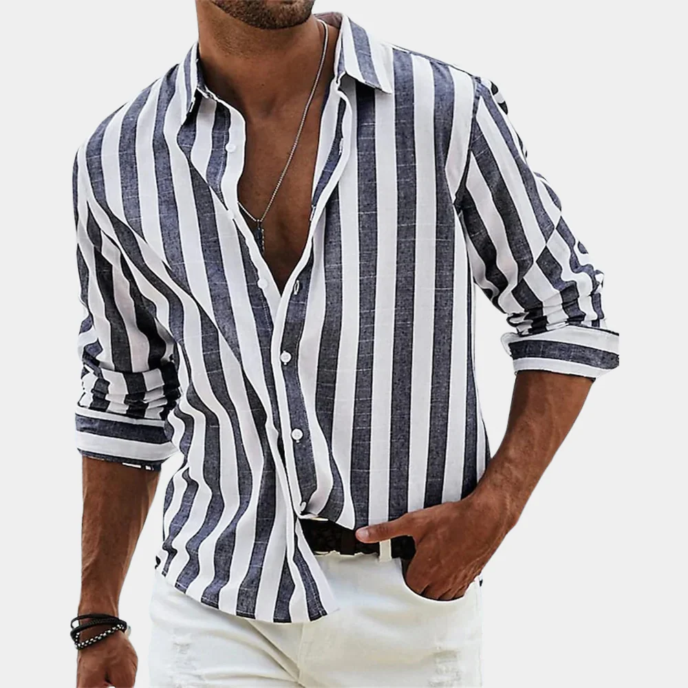 The Valencia Linen Striped Shirt for Men