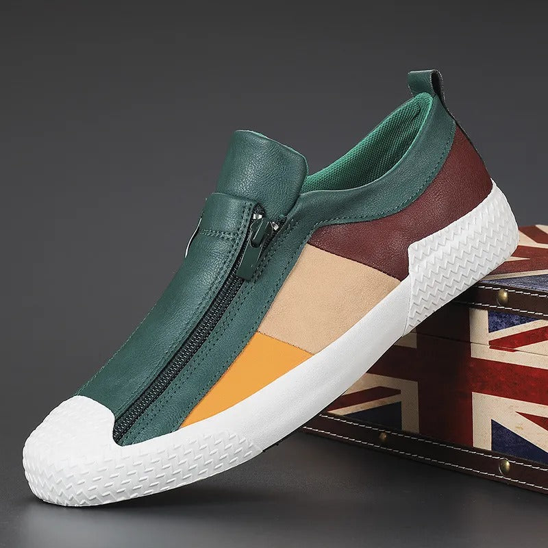 The Rome Men’s Leather Sneakers - Luxury Designer Shoes with Zip