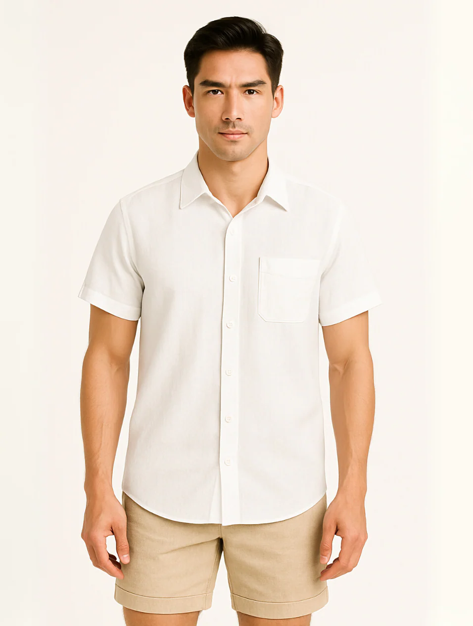 The Monaco Linen Short-Sleeve White Shirt for Men — Classic Old Money Style