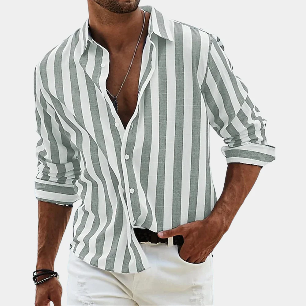 The Valencia Linen Striped Shirt for Men