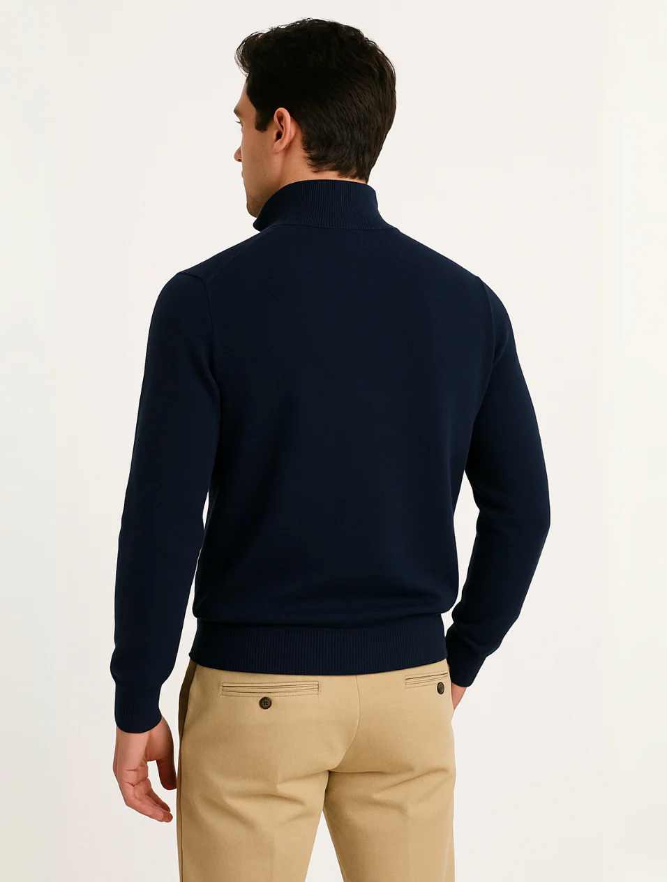 The Old Money Half-Zip Sweater for Men – Navy Blue