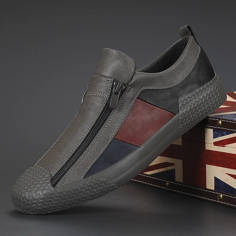 The Rome Men’s Leather Sneakers - Luxury Designer Shoes with Zip