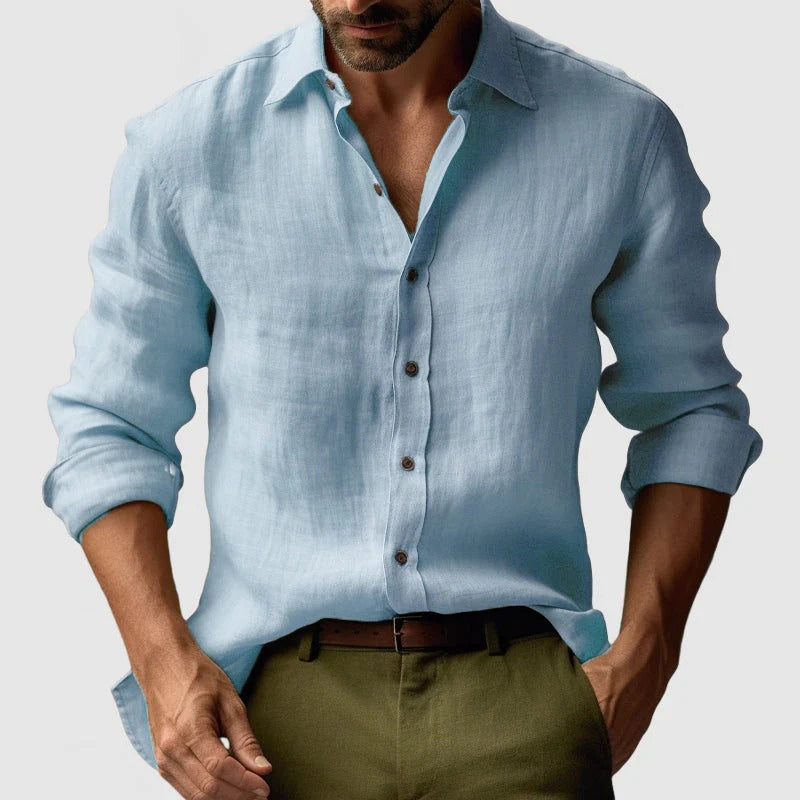 The Zurich Vintage Long Sleeve Linen Shirt for Men