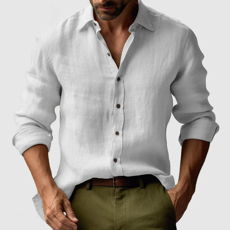 The Zurich Vintage Long Sleeve Linen Shirt for Men