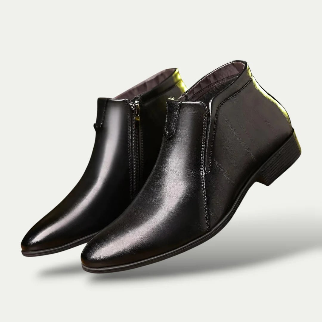 The Oxford Men's Leather Ankle Boots - Vintage Business Dress Shoes
