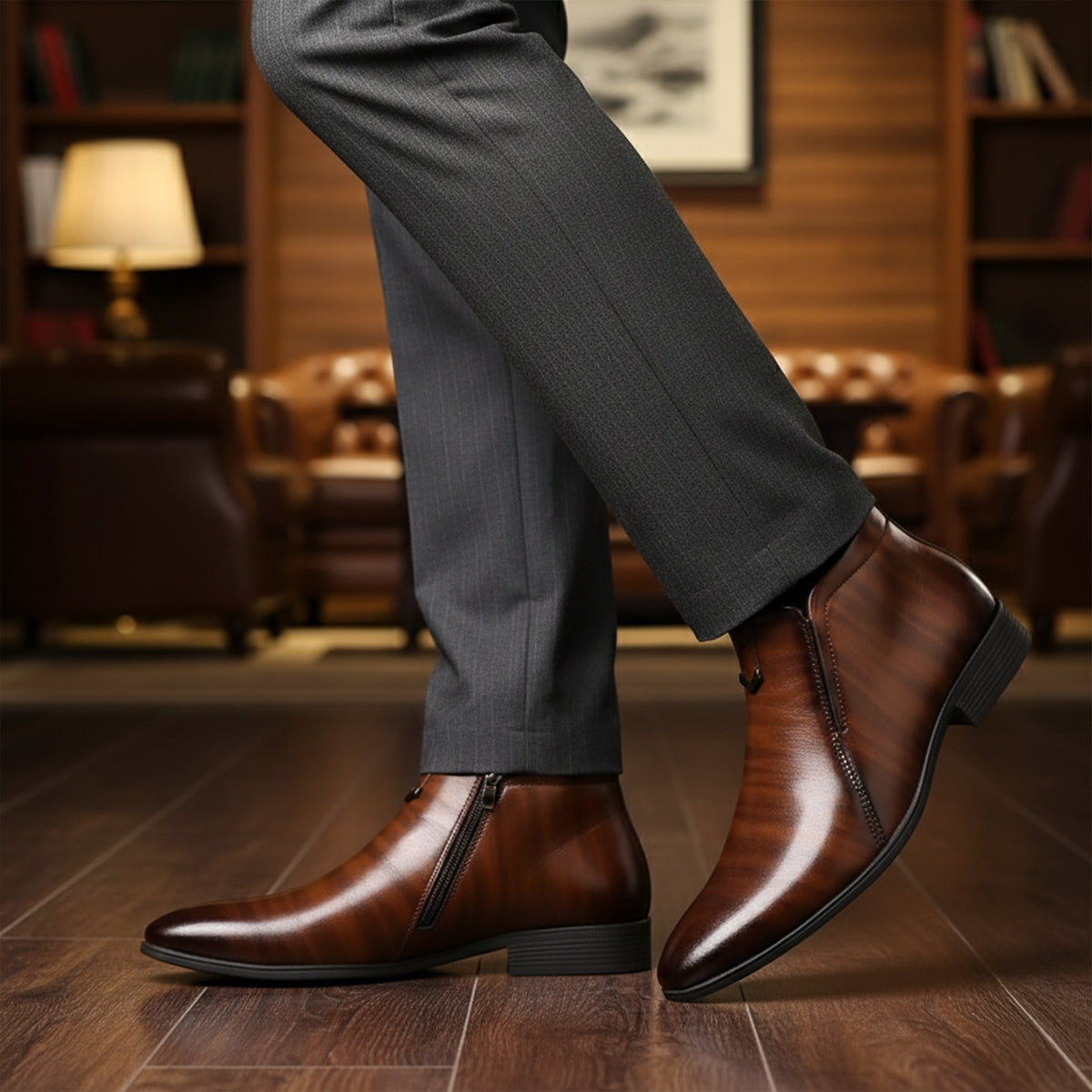 The Mantova Men's Pointed Toe Vintage Leather Ankle  Boots