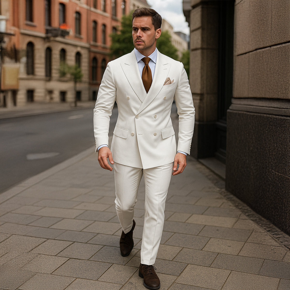 The Ventimiglia Men’s Double Breasted Suit – Slim Fit 2 Piece Blazer & Trousers