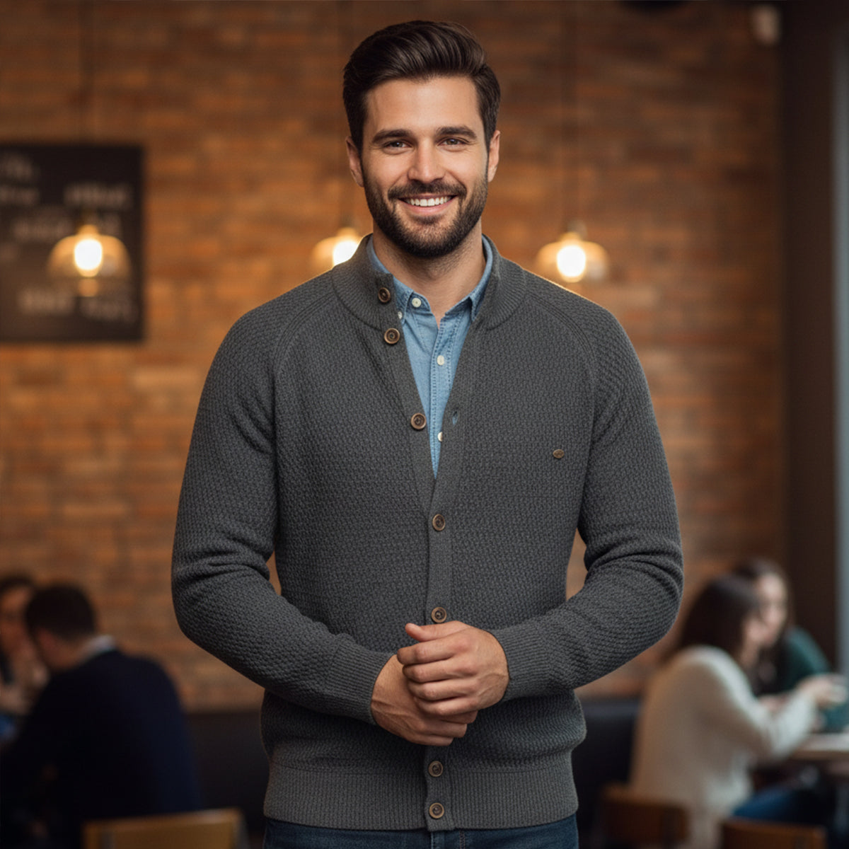 The Caernarfon Men's Casual Button Up Knitted Cardigan