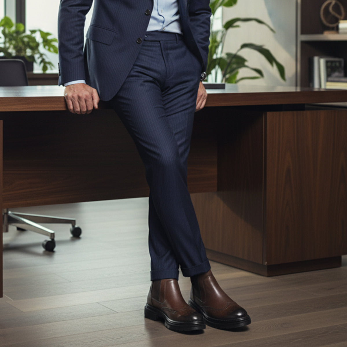 The Eastbourne Men's Smart Brogue Leather Chelsea Boots