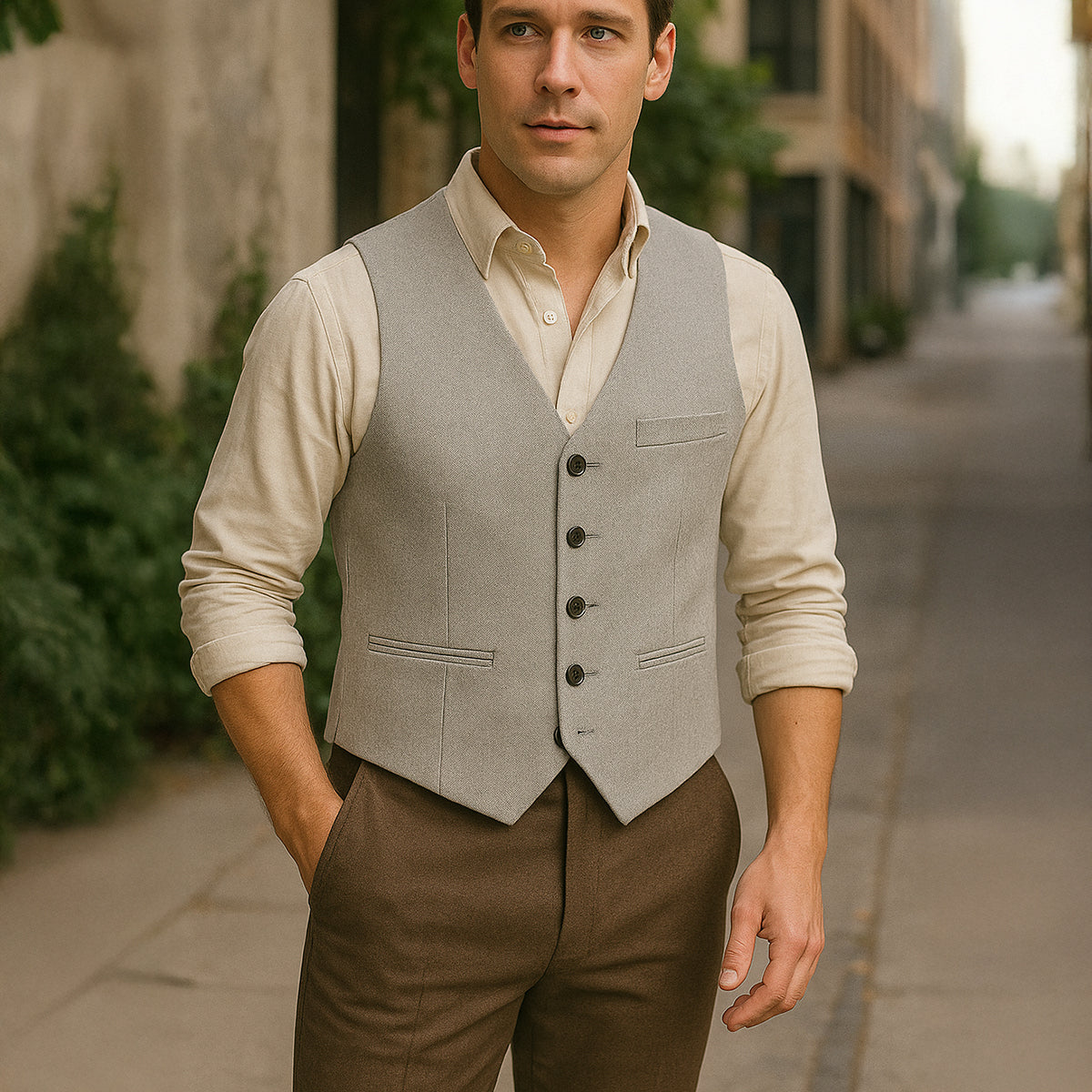 The St. Andrews Men's Vintage Gilet - Elegant Button Up Suit Vest