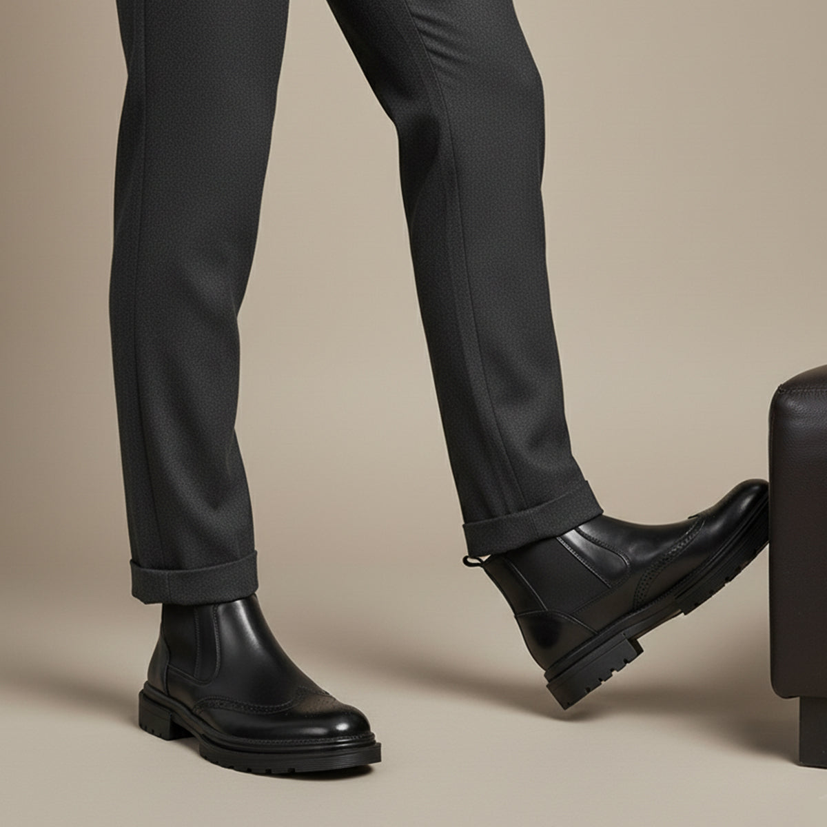 The Eastbourne Men's Smart Brogue Leather Chelsea Boots