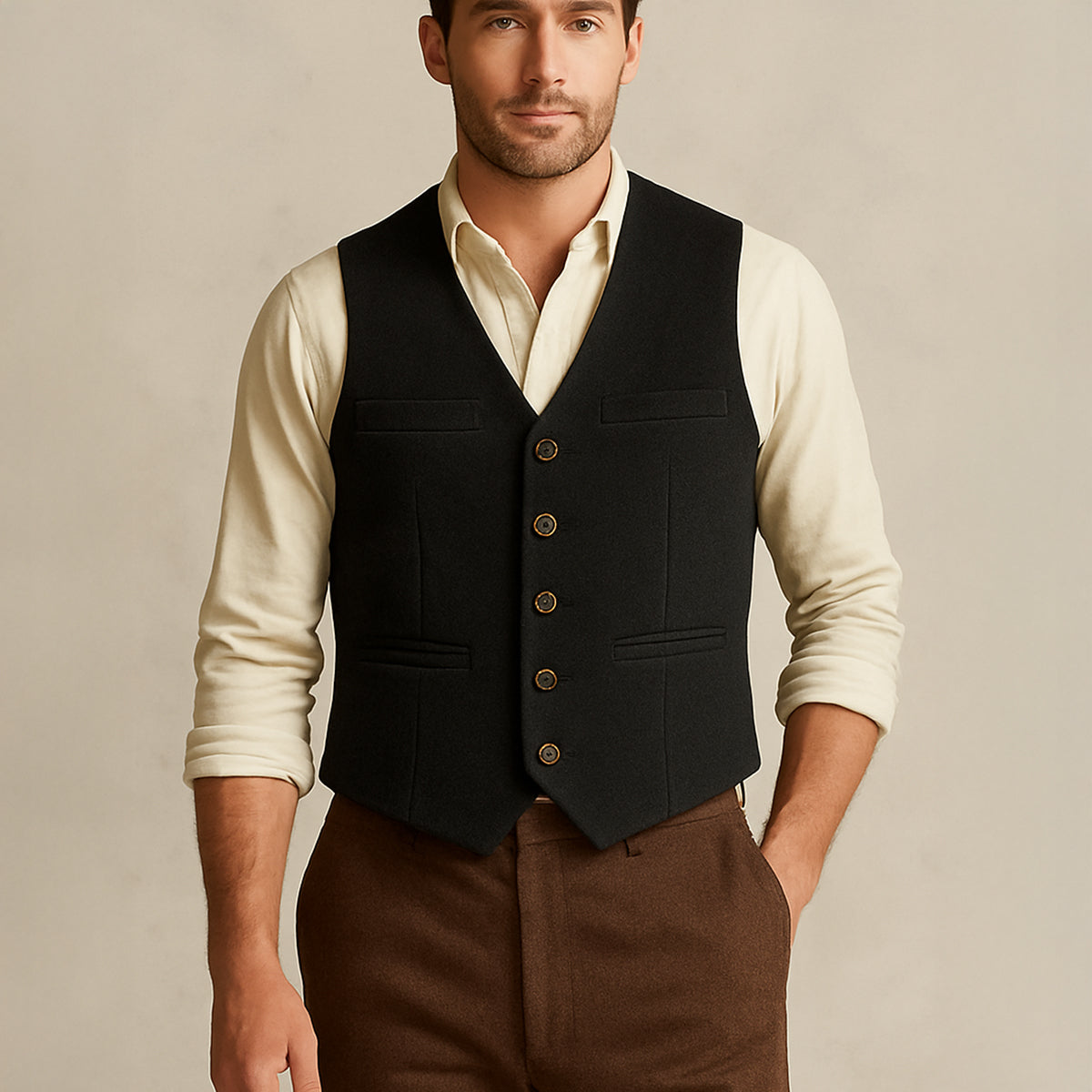 The St. Andrews Men's Vintage Gilet - Elegant Button Up Suit Vest